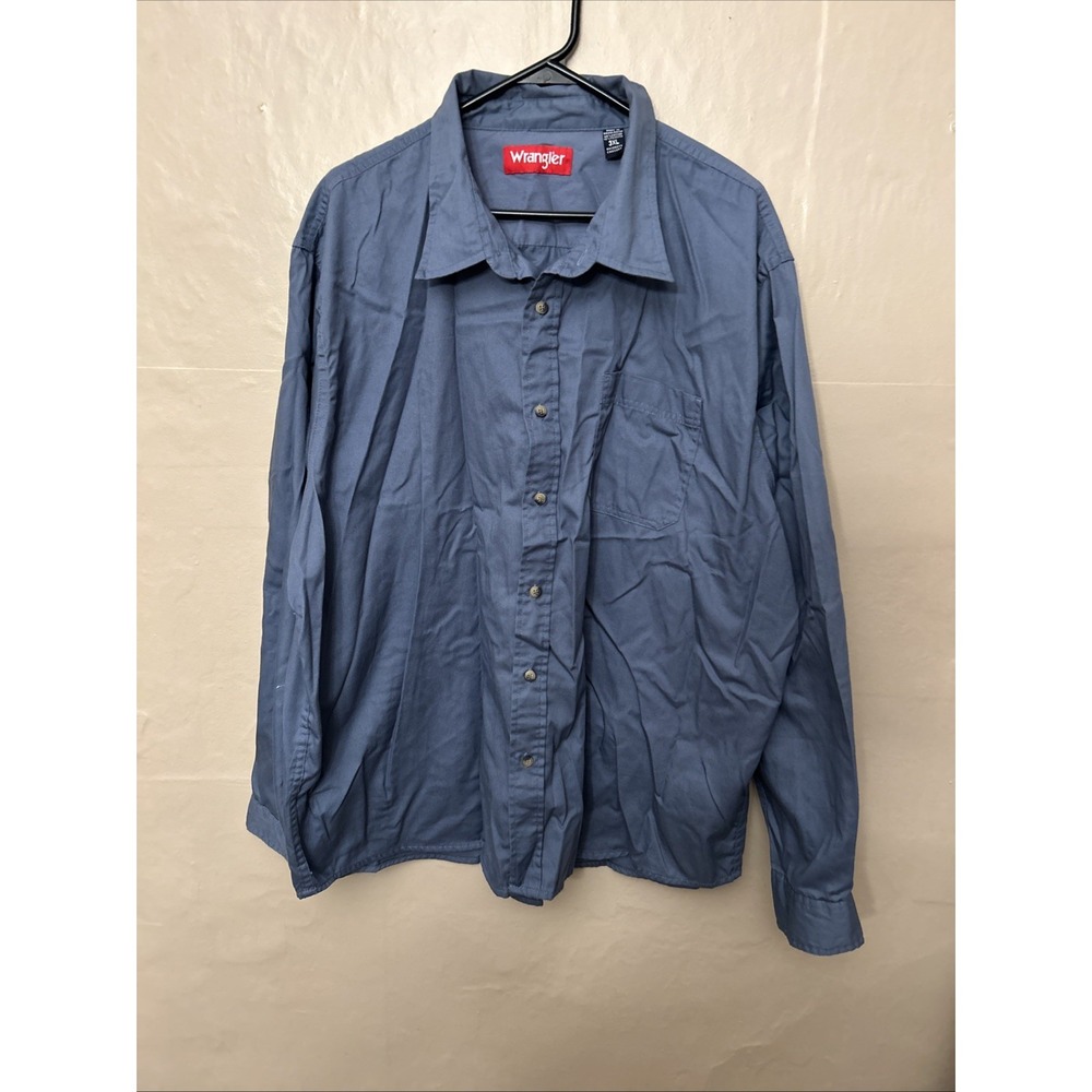 Wrangler 3XL Slate Blue Long Sleeve Button Down Shirt